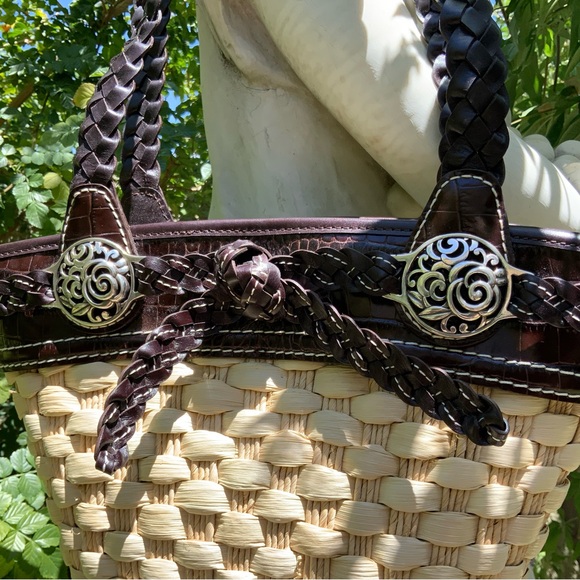 Brighton Woven Straw & Embossed Leather Shoulder Bag - Picture 8 of 15